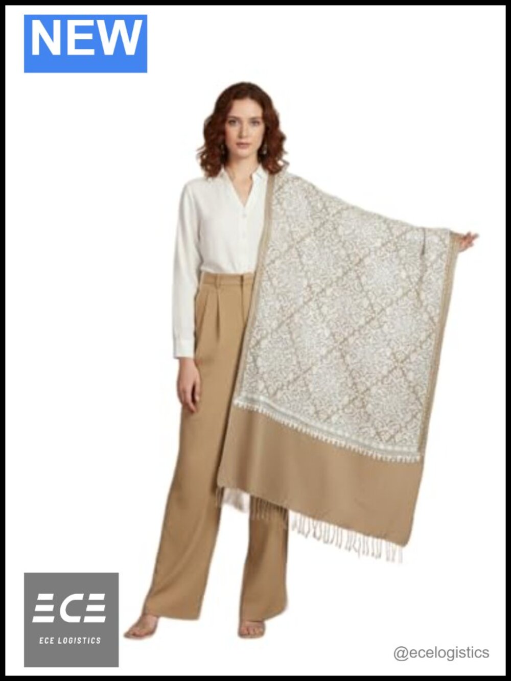 Aari Nalki Embroidery Wool Stole Scarf Wrap Shawl 80x28
